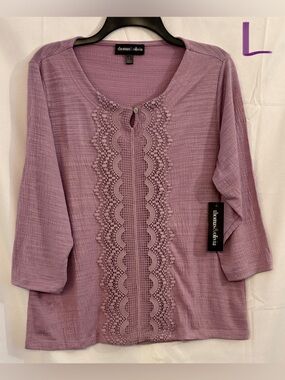Thomas & Olivia Lavender Crochet-Trim Women's Tunic